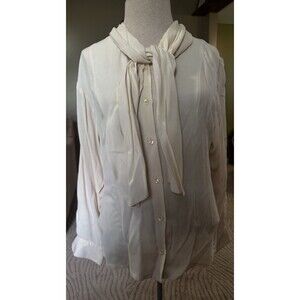 Tweeds Woman’s Tie Neck Vintage Close Size Small Cream Color